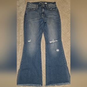 KanCan Blue Distressed Flare Jeans